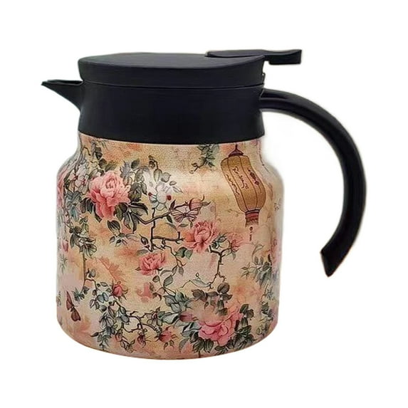 Clearance! Tea Pot Vintage Floral Pattern Tea Pot– In Infuser Insulated Tea Pot Stainless Thermal Carafe With Lid For Hot Drinks