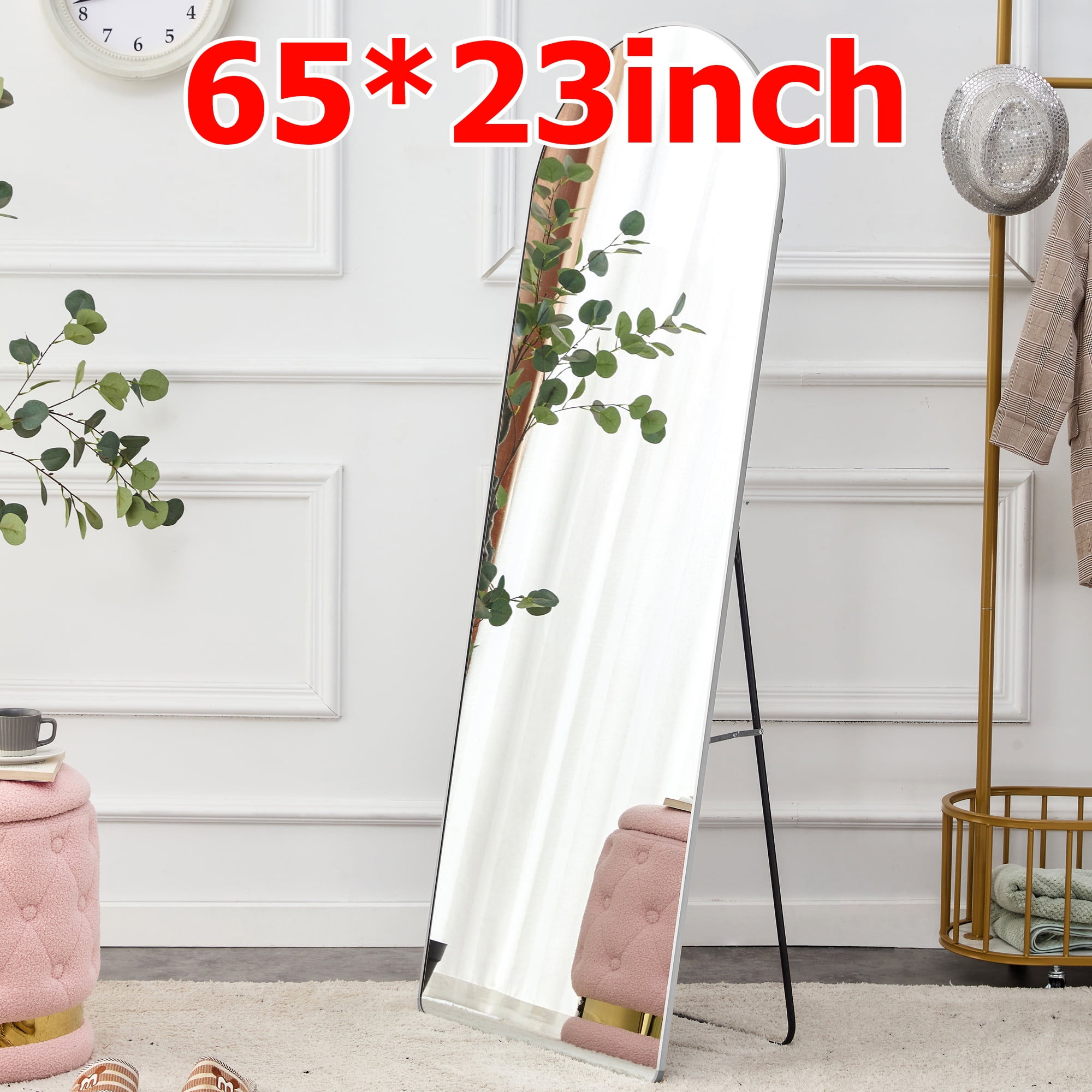 Clearance! The 3rd generation silver aluminum alloy metal frame arched wall mirror, bathroom ...