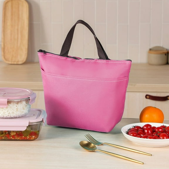 Clearance Thermal Bag Insulated Lunch Bag Solid Foldable Lightweight Bag Color Lunch Bag for Home & Kitchen Hot Pink