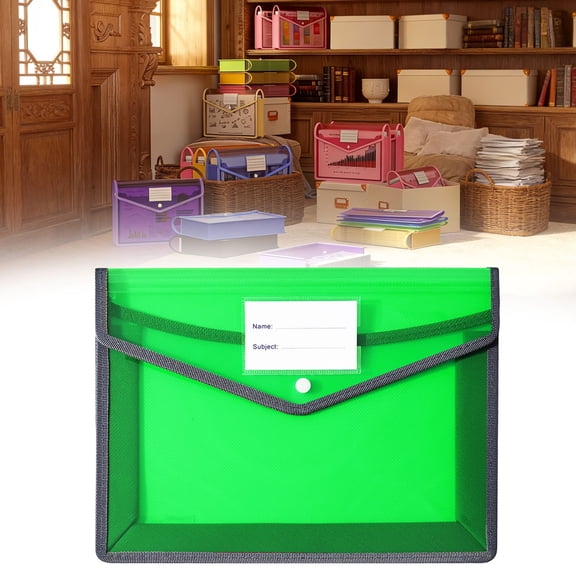 Clearance! Thick Diagonal Transparent A4 Three-Dimensional Document Bag Green Document Bags Accordion File Organizer