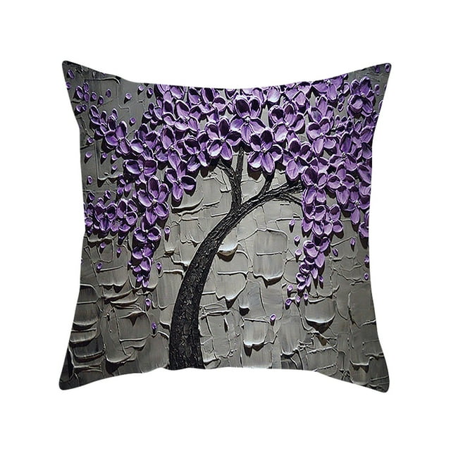 Clearance！ Throw Pillow Cover Decorative Oil Painting White Flower