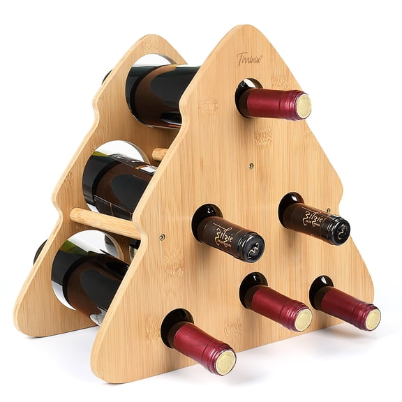 Clearance! Tirrinia 3-Tier Bamboo Wine Rack - Holds 6 Bottles, Space-Saving Countertop & Bar Organizer, Eco-Friendly, Easy Assembly - Perfect Christmas Gift for Wine Lovers, Home & Holiday Decor