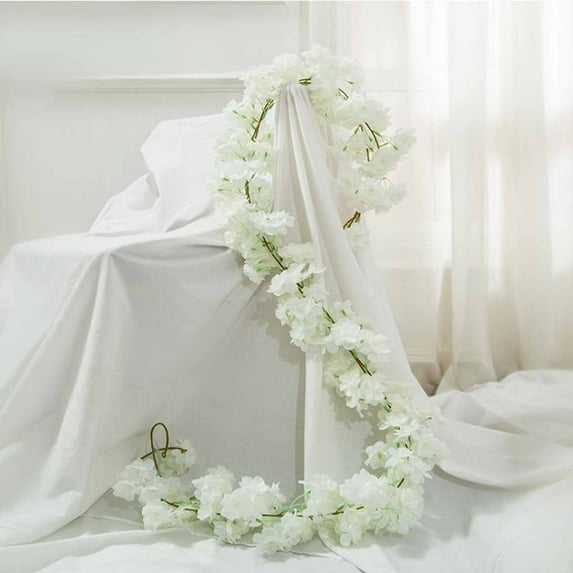 Clearance! Titcea 71" Artificial Cherries Blossoms Flower Vines, Hanging Silk Flower Garland Faux Flowers for Outdoors Spring Wedding Garden Party Home Arch Decor