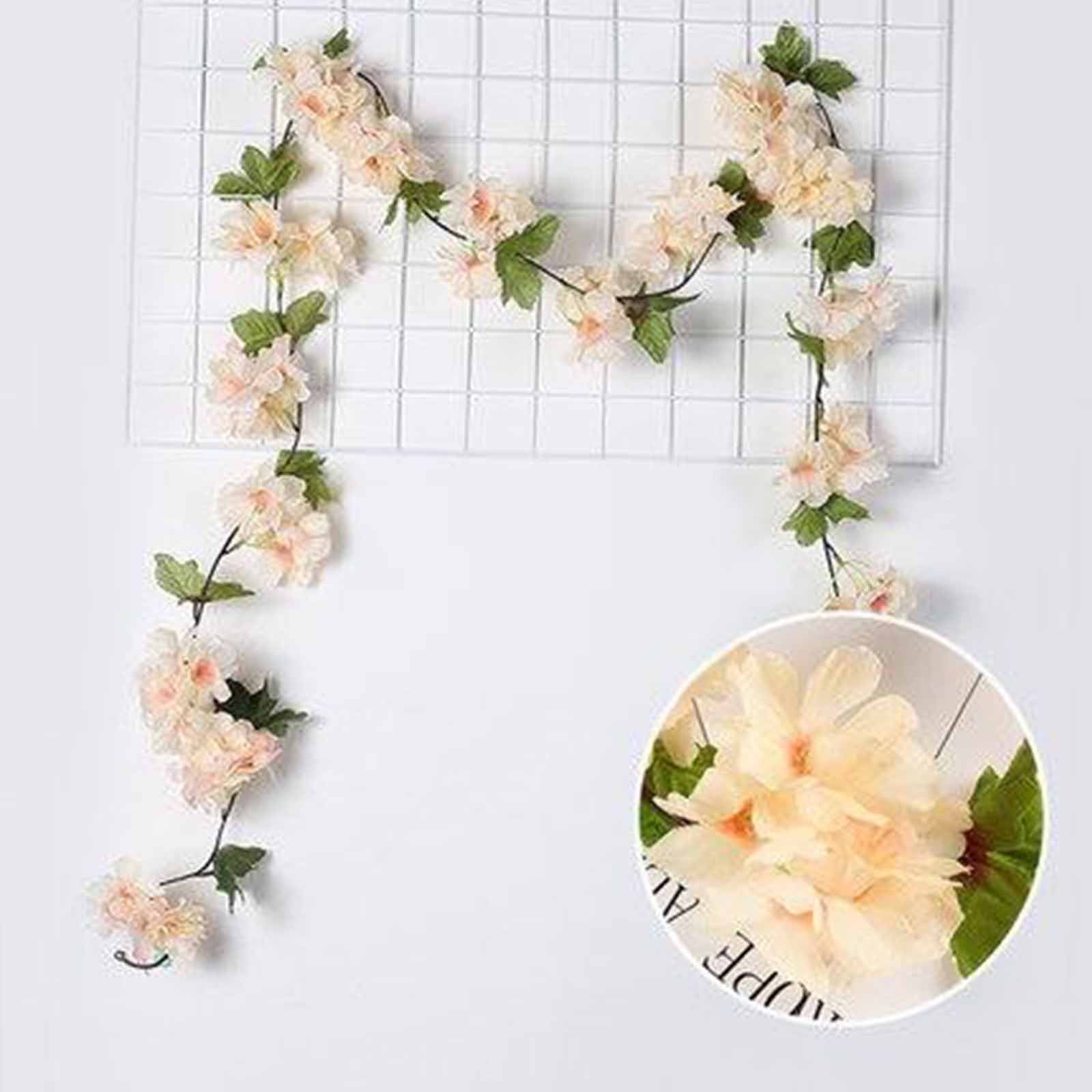 Clearance! Titcea 91" Artificial Cherries Blossoms Flower Vines, Hanging Silk Flower Garland Faux Flowers for Outdoors Spring Wedding Garden Party Home Arch Decor