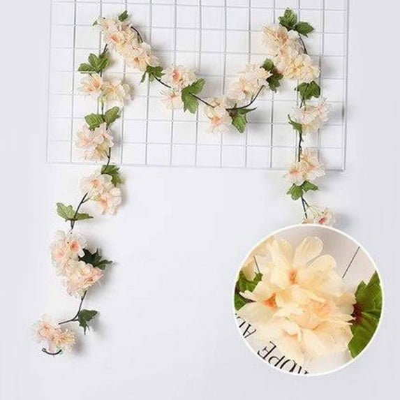 Clearance! Titcea 91" Artificial Cherries Blossoms Flower Vines, Hanging Silk Flower Garland Faux Flowers for Outdoors Spring Wedding Garden Party Home Arch Decor