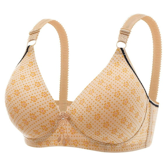 Titcea Bras for Women Fashion Print Front Buttons Full Support Gathered Together Cute Bra No Underwire Breathable Comfort Underwear, Gifts for Her