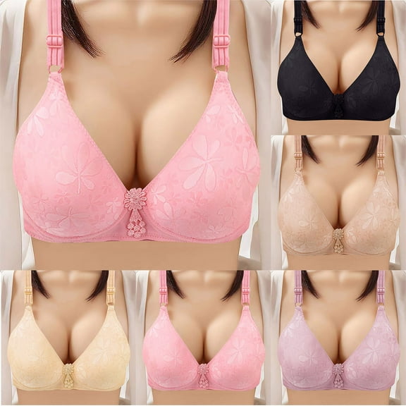 Titcea Bras for Women Lace Flower Push Up Gathered Together Bra with Support and Lift No Underwire Breathable Soft Daily Bra Underwear, Gifts for Her