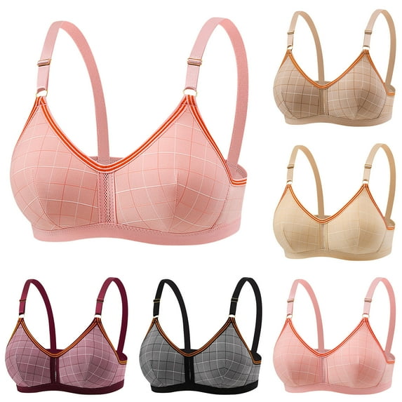 Titcea Bras for Women Three Buckle No Underwire Gathered Together Bra with Support and Lift Breathable Soft Daily Bra Underwear