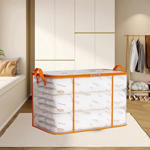 Clearance! Titcea Clothes Storage Bins with Lids, 84L Large Capacity Clear Double Zipper Organizers Storage Containers with Reinforced Handle for Clothing, Blanket, Comforters, Bed Sheets, Toys