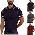 thumbnail image 1 of Titcea Golf Shirts for Men Lapel Patchwork Print Shirts Loose Comfort Hawaiian Beach Vacation Summer Casual T-shirts(S-2XL), 1 of 6