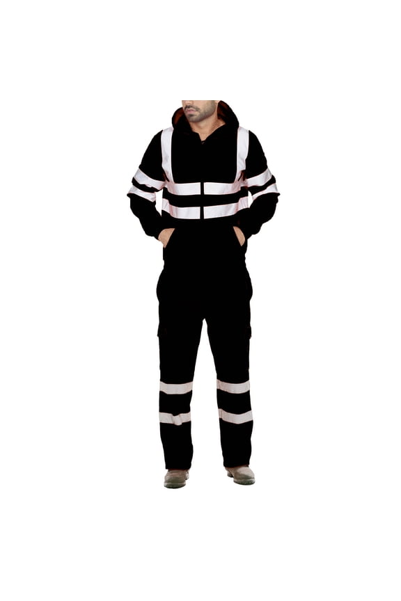 High Visibility Rain Suit for Men, Class 3 High Visibility Zipper Hoodies and Pants, Outdoor Safe Reflective Sweatshirts Sets, Gifts for Men