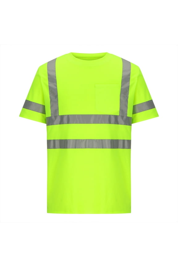 High Visibility Shirts for Men, Class 3 High Visibility Crew Neck Short Sleeve Reflective Work Shirt Breathable Comfort Casual T Shirts, Gifts for Men