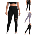 thumbnail image 1 of Clearance! Titcea Leggings for Women Elastic High Waisted Mesh Black Yoga Pants Stretch Slim Butt Lifting Leggings Running Workout Athletic Pants, 1 of 1