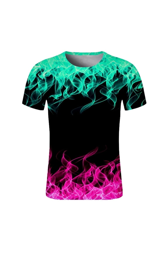 Mens T-shirts Flame 3D Print Crew Neck Short Sleeve Shirts Loose Comfort Outdoor Casual T Shirts