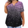 thumbnail image 1 of Titcea Plus Size Tops for Women Gradient Print V Neck Short Sleeve Oversized T Shirts Loose Comfort Casual Holiday Shirt, 1 of 5