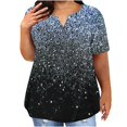 thumbnail image 1 of Titcea Plus Size Tops for Women Gradient Print V Neck Short Sleeve Oversized T Shirts Loose Comfort Casual Holiday Shirt, 1 of 5