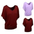 thumbnail image 1 of Titcea Plus Size Tops for Women Ruffled Sleeve Solid Color Crew Neck Short Sleeve Oversized T Shirts Loose Breathable Casual Holiday Shirt, 1 of 1