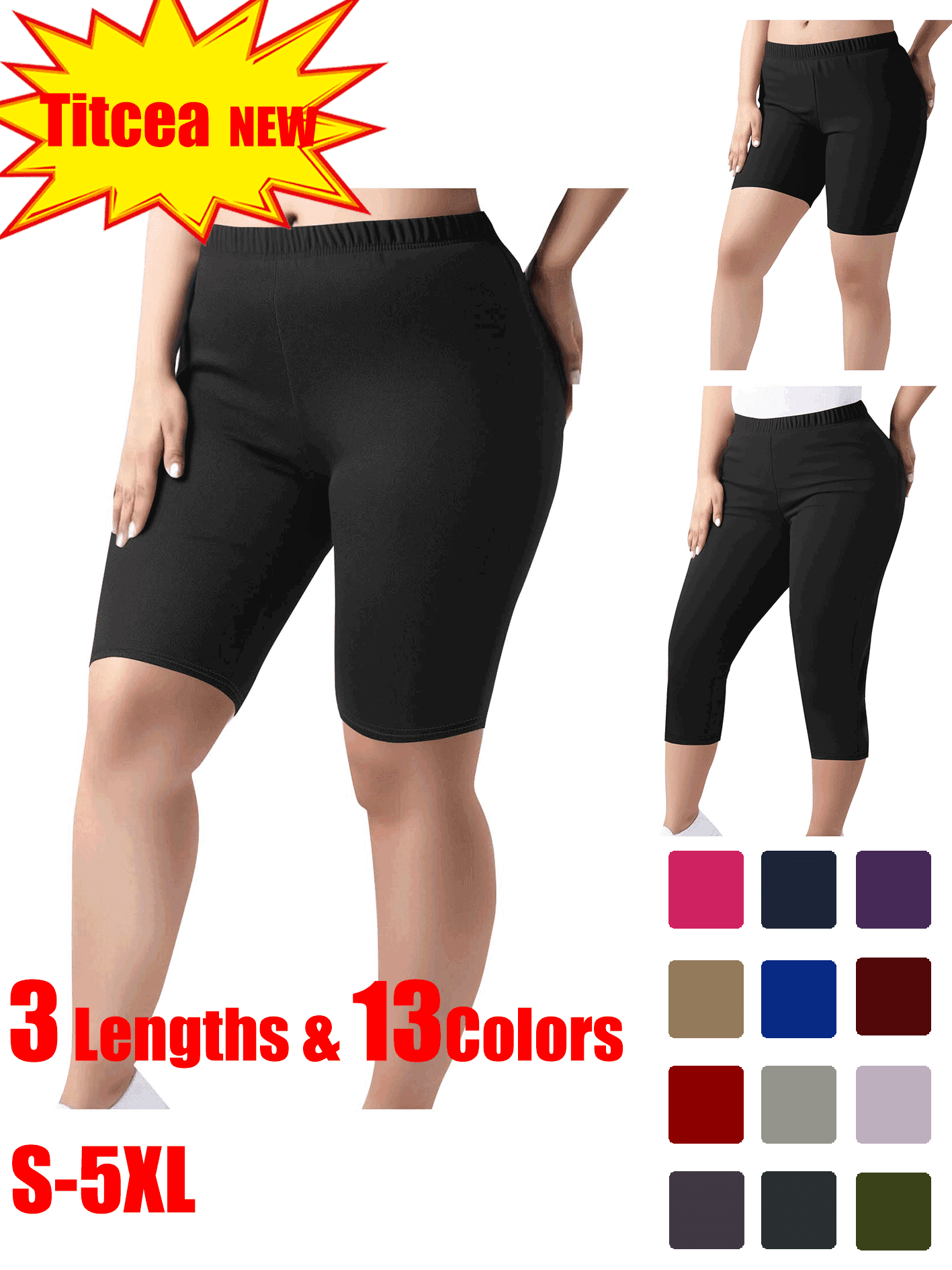 Honwenle Women's Plus Size High Waist Yoga Shorts - Tummy Control Biker Workout Shorts With Pockets - View #7