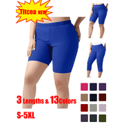 Clearance! Titcea Plus Size Yoga Shorts for Women(S-5XL), High Waisted Stretchy Soft Biker Shorts, Women's Shorts for Workout/Running/Hawaiian Beach Vacation