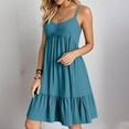 thumbnail image 1 of Titcea Summer Dresses for Women 2026, Solid Color Ruffled Hem Sleeveless V-Neck Midi Dresses, Hawaiian Vacation Summer Casual Flowy Beach Dresses, Gifts for Mom/Her, 1 of 9