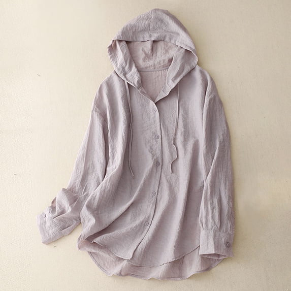 Titcea Sun Shirt Women, UPF 50 Long Sleeve Buttons Drawstring Sun Protection Shirts with Hood, Lightweight Breathable Summer Casual Hiking Shirts, Gifts for Mom/Her
