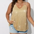 thumbnail image 1 of Titcea Tank Top for Women Plus Size V Neck Sequin Oversized Sleeveless Lightweight Tank Tops Loose Comfort Casual Daily Shirt, 1 of 7