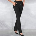 thumbnail image 1 of Titcea Women's Pants Elastic Waist Solid Color Business Casual Outfits Comfort Breathable Slim Flare Pants with Pockets, 1 of 5
