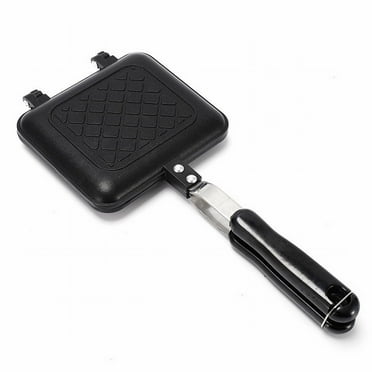 Clearance! Toastie Maker Double Side Bread Frying Pan Non Stick Stovetop Sandwich Maker Machine with Heat Handles Multiple Purposes Sandwich Camping Toaster for Stov for Home & kitchen Black