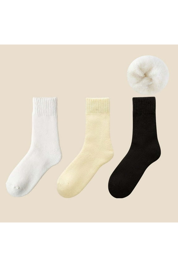 Clearance Today Sales! 3 Pairs Of Winter Thermal Socks, Plush Socks For Children, Winter Thick And Warm Wool Socks For Women, Medium Length Floor Socks Warehouse Sale