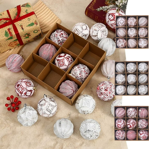 Clearance Today Sales!Christmas Balls Ornaments For Xmas Tree 9Pcs White Christmas Tree Decorations Tree Hanging Balls Muti-Color Christmas Balls Ornaments Set For PartyWarehouse Sale Warehouse Sale
