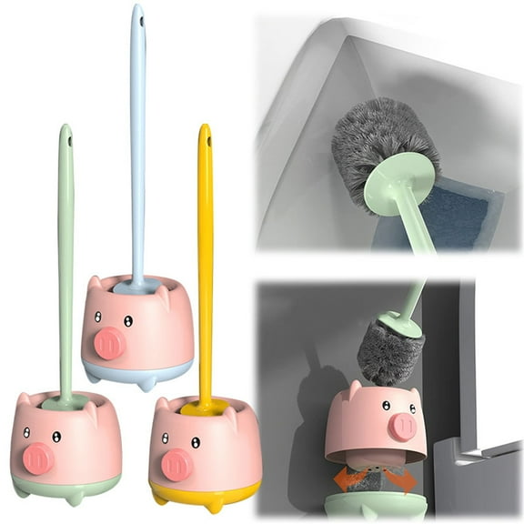 Clearance! Toilet Brush, Cute Toilet Bowl Brush and Holder Set Cleaning Toilet Scrubber With Pig Shaped Base Toilet Cleaner Brush for Hotel Washroom, Restroom Bathroom, Household My Orders