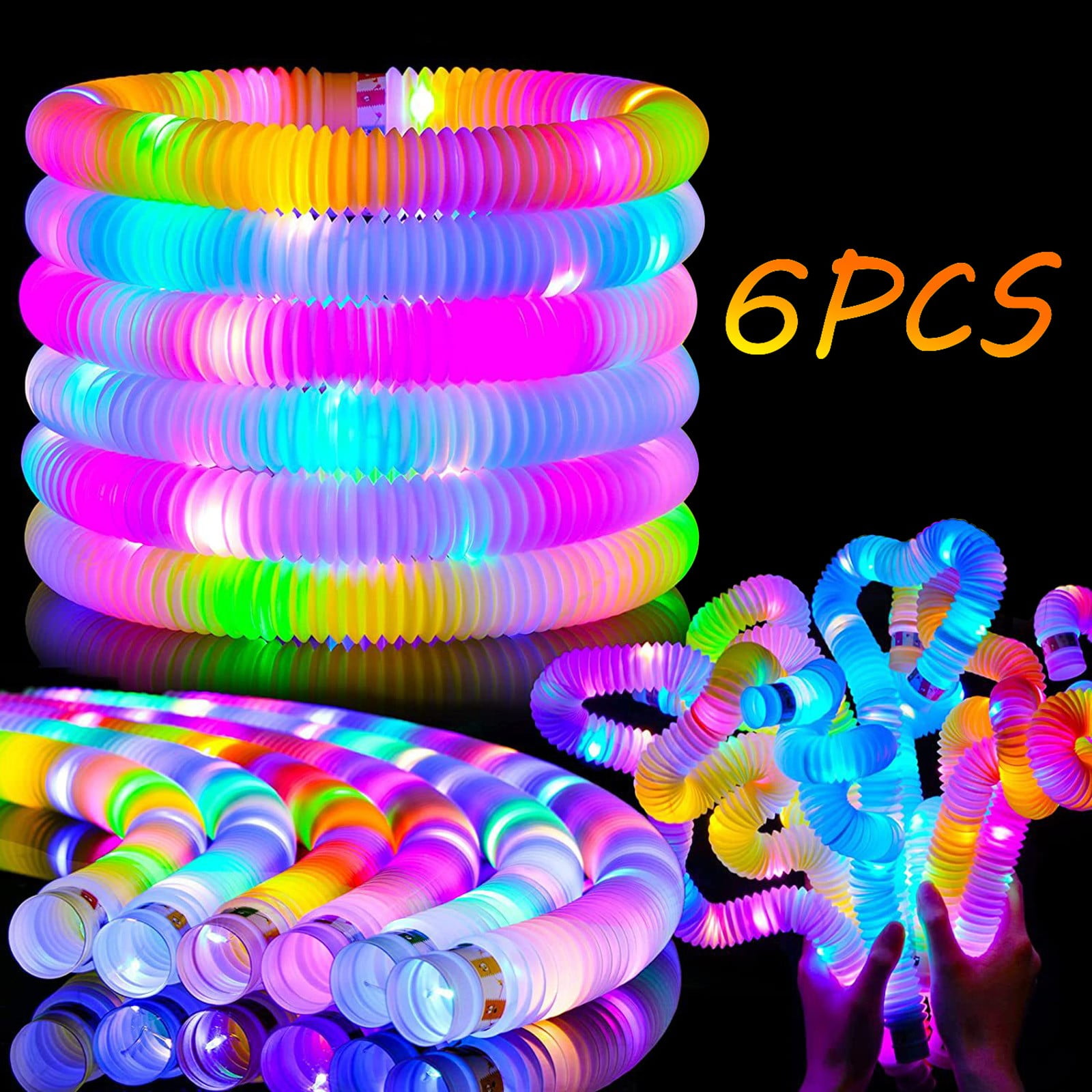 Clearance Toys under $5 kkbbma 6 Pack Light Up Glow Sticks,LED Tubes Party Favors for Kids 4-8 Glow in The Dark Party Supplies Fidget Toys Tubes for Birthday Gifts Xmas Stocking Goodie Bags Stuffers