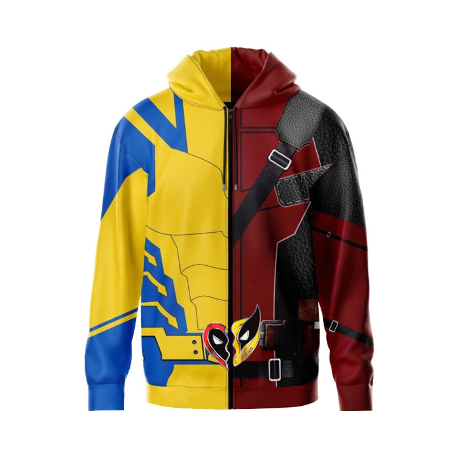 Clearance Toys Deadpool Unisex Superhero Split Design FullZip Hoodie