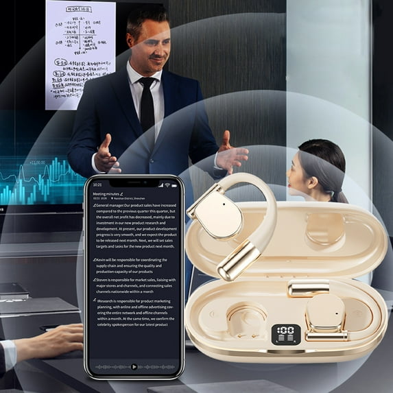 Translation Earbuds, InsCrazy Wireless Bluetooth Al Translation Earphones with Intelligent Digital Display High Definition Call Long Battery Life for Business Meetings Travel and Work