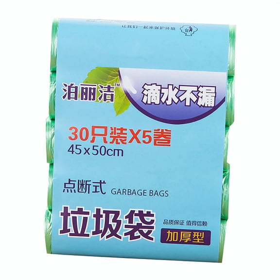 Hvmvliv Trash Bags Kitchen Trash Bags 5 Rolls 150Pc Disposable Trash Bags Plastic Thicken Home Kitchen Garbage Bags Green