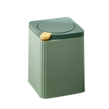 Clearance! Trash Can for Dorm Press Type Garbage Can, Plastic 2-Layer Thickened Trash Bins Wastebasket For Office/Bathroom/Bedroom M Green
