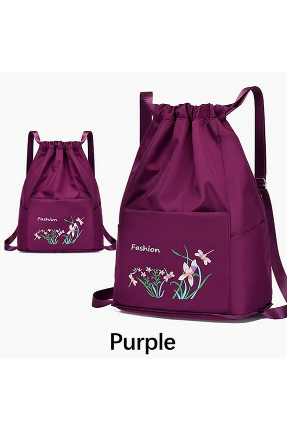 Travel Bags For Women Foldable Drawstring Large Capacity Embroidered Backpack, Drawstring Backpack For Women Travel Backpack