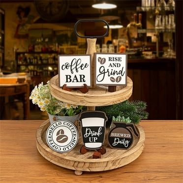 Clearance！ Tray Decoration Home Tiered Tray Decor Set Rustic Farmhouse Wood Sign Home Sweet Home Tiered