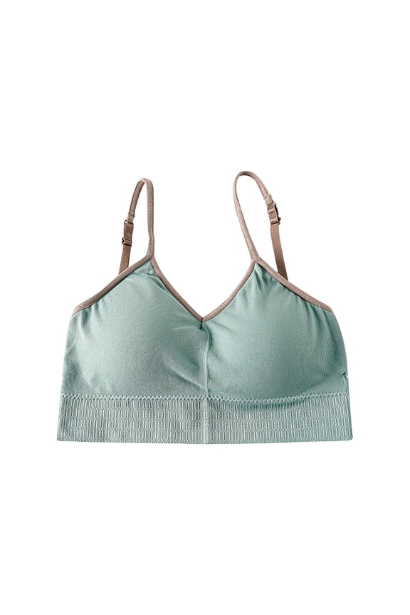 Tshirt Bras for Women Fashion Bra Solid Vest Camisole Breathable Push up Tops Underwear V-Neck Convertible Bra Feature Hook and Eye Closure Bralette Bra Style Y-95 , Green