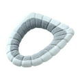 thumbnail image 1 of Clearance! Tunhigl Color Contrast Toilet Cushion Knitted Toilet Cover Winter Warm Toilet Seat Household Toilet Cushion, 1 of 5