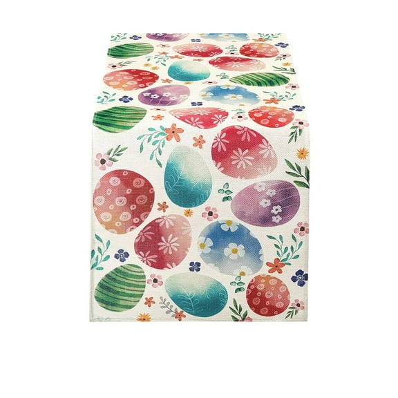 Clearance Tunhigl Eggs Themed Tablecloth Linen Printed Table Flag Easter Restaurant Decoration 4 Sizes Available