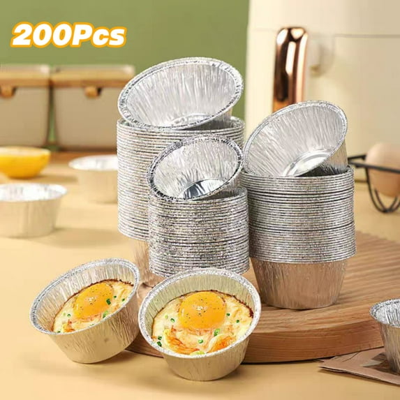 Tupukom 200pcs Muffin Cups, Disposable Aluminum Foil Egg Tart Mold, Mini Egg Tart Pie Tins Pan, Mini Cupcake Cookie Pudding Mold Muffin Baking Cups DIY Baking Pastry Tools