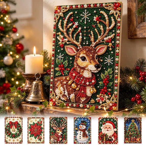 Clearance!Tupukom DIY Christmas Pearl Diamond Painting Art Kit, Cute 3D Christmas Pearl Beads Art Craft for Adults Beginner