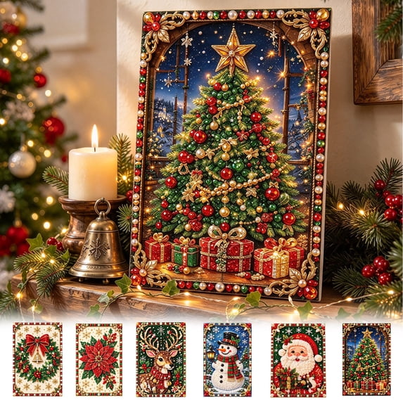 Clearance!Tupukom DIY Christmas Pearl Diamond Painting Art Kit, Cute 3D Christmas Pearl Beads Art Craft for Adults Beginner