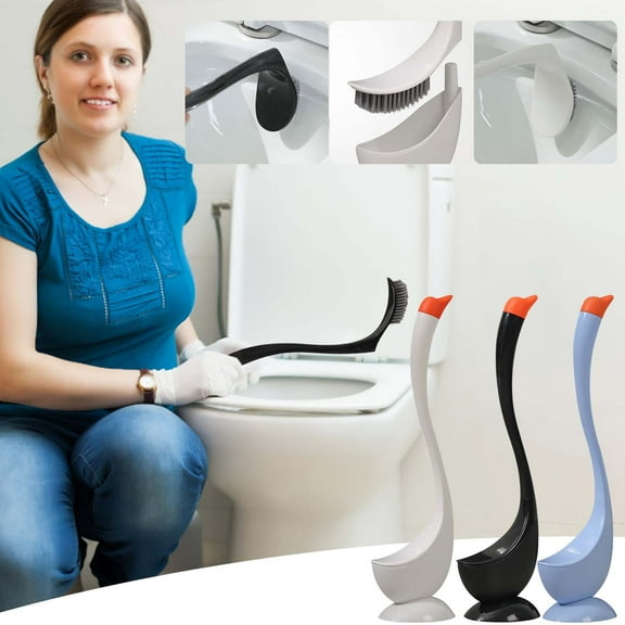 Tupukom Toilet Brushes with Under Rim Scrubber,Space Saving,Deep Cleaning Brush,No-Drip Toilet Brush Set Black
