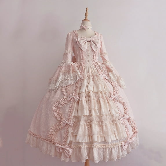 Turilly Fashion Women Vintage Gothic Court Square Collar Patchwork Bow Dress