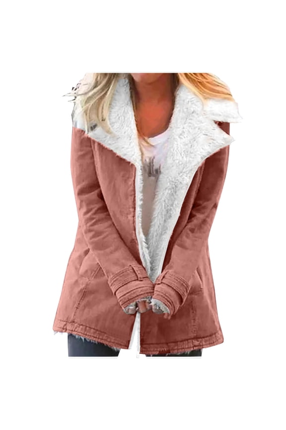 Lady Coats Oversize Jackets Women Plus Size Winter Warm Composite Plush Button Lapels Jacket Outwear Coat