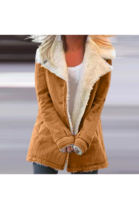 Lady Coats Oversize Jackets Women Plus Size Winter Warm Composite Plush Button Lapels Jacket Outwear Coat