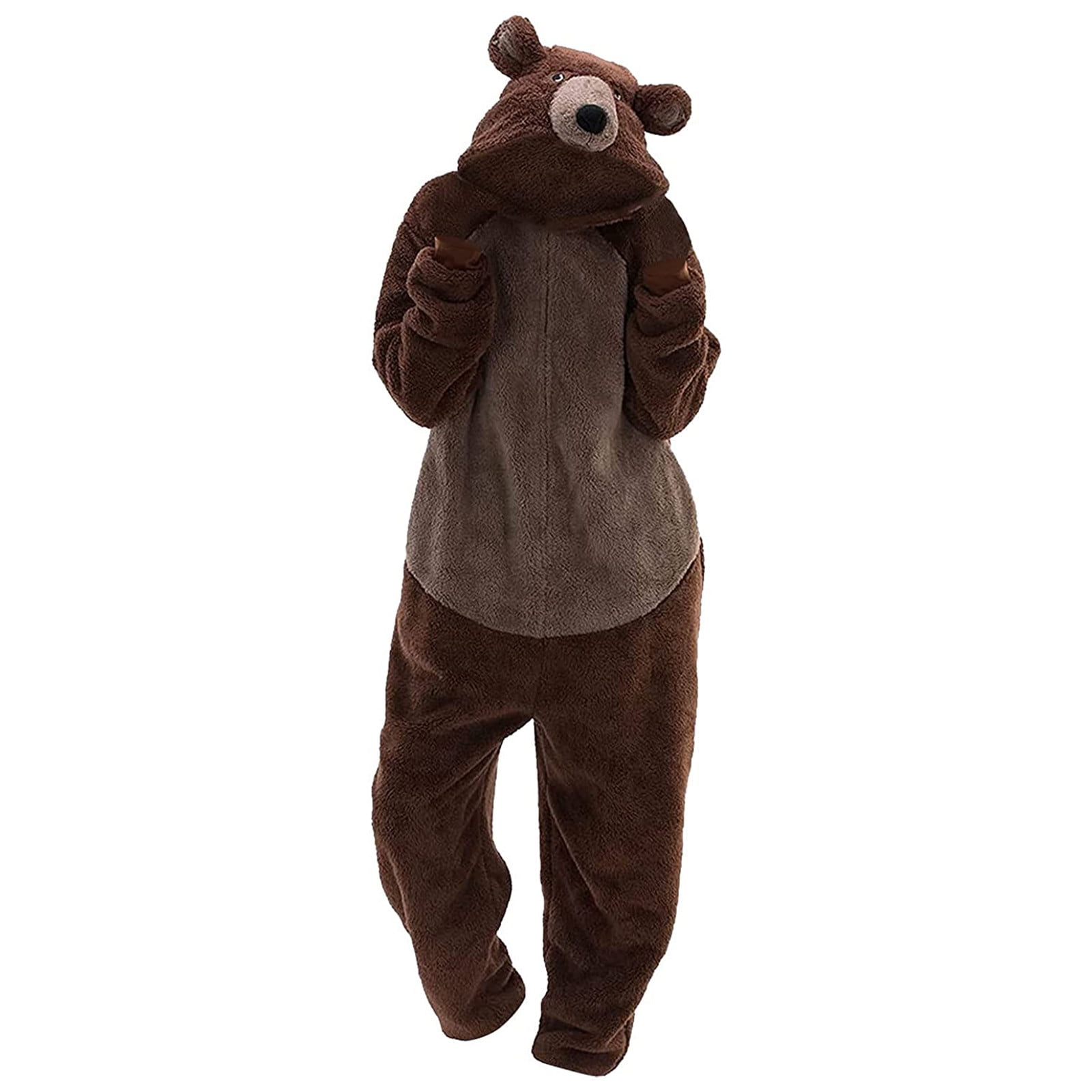 Turilly Unisex Adult Bear Sleepwear Onesie Winter Pocket Loose Funny Thicken Pajamas