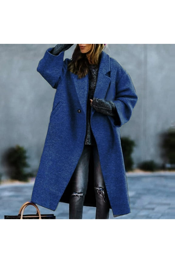Women Coats Winter Jacket Women's Fall and Winter Straight Cardigan Button Pocket Coat